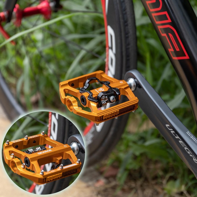 GEWAGE Bicycle Pedals, Flat Double Function and SPD Pedal with