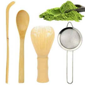 4 Piece Matcha Set, Matcha Accessories, Includes Matcha Whisk, Matcha Spoon and Matcha Strainer - The Perfect Gift for Matcha Lovers