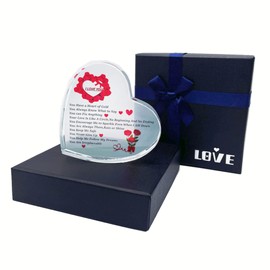 WOSHIDEFA Valentine's Day Gift,10 Reasons Why I Love You Unique Keepsake,Engraved Heart Crystal Wedding Presents for The Couple Wife Husband Friends