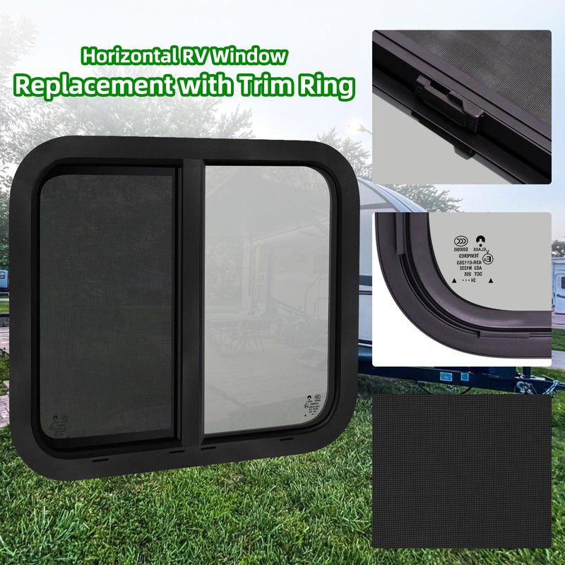 RV Window,24"W x 20"H Horizontal Sliding Replacement RV Window for