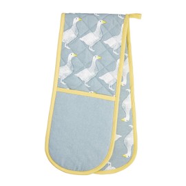 KitchenCraft 100% Cotton 'Goose' Animal-Themed Double Oven Gloves, 86 x 18 cm (34" x 7") - Grey / White