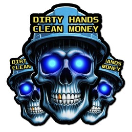 Dirty Hands Make Clean Money Reflective Skull Hard Hat Stickers, Decal for Toolboxes, Helmets - Funny Design for Mechanics, Adults, Electricians, Construction, Welders, Gifts for Blue Collar Workers