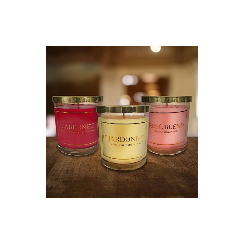 LumaBase Scented Wax Candles, Wine Collection - Set of 3
