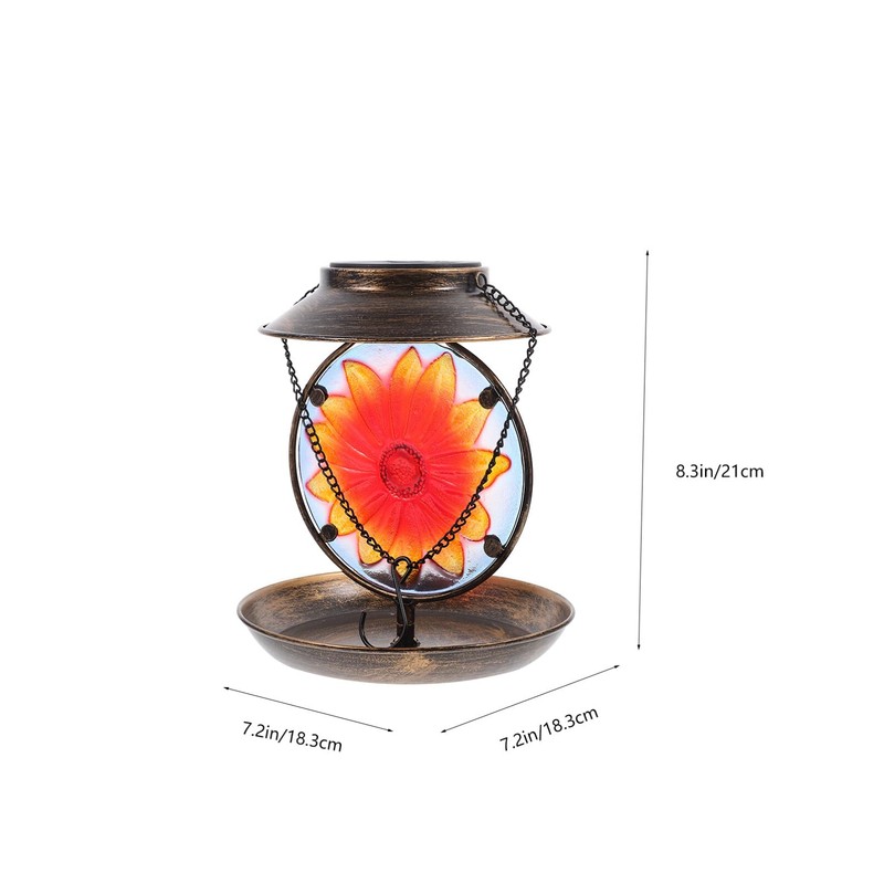 BESPORTBLE Solar Bird Feeder Solar Lamp Hanging Metal Bird Feeder