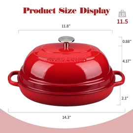 EDGING CASTING Enameled Oval Cast Iron Dutch Oven Pot with Lid, Bread Dutch Oven for Sourdough Bread Baking, 6QT, Red