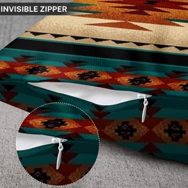 Emvency Throw Pillow Cover Tribal Fabric Print Turquoise Blue Hue Decorative Pillow Case Western Home Decor Square 18 x 18 Inch Cushion Pillowcase