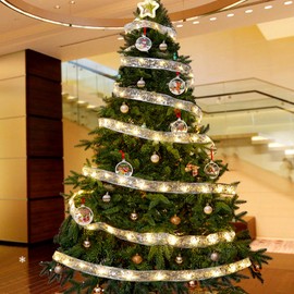 Christmas Ribbon Decoration, LED Christmas Tree Ribbon, Christmas Tree Decoration, 5.5 m Lace Ribbon Decoration for Christmas, Garden, Holiday, Party, Christmas Tree Decoration, LED Christmas