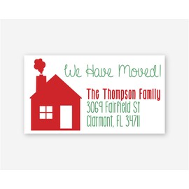 40ct - Christmas Address Labels, We Have Moved Address Labels, New Home Address Stickers (#302-1-L-WH)