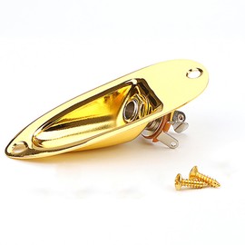 WLDJXLGL Boat style 1/4 inch Guitar Input Jack Socket Plate Output Loaded parts Guitar Strat jack for Fender Stratocaster Strat St Mono for Electric Guitar Replacement Parts (Gold)