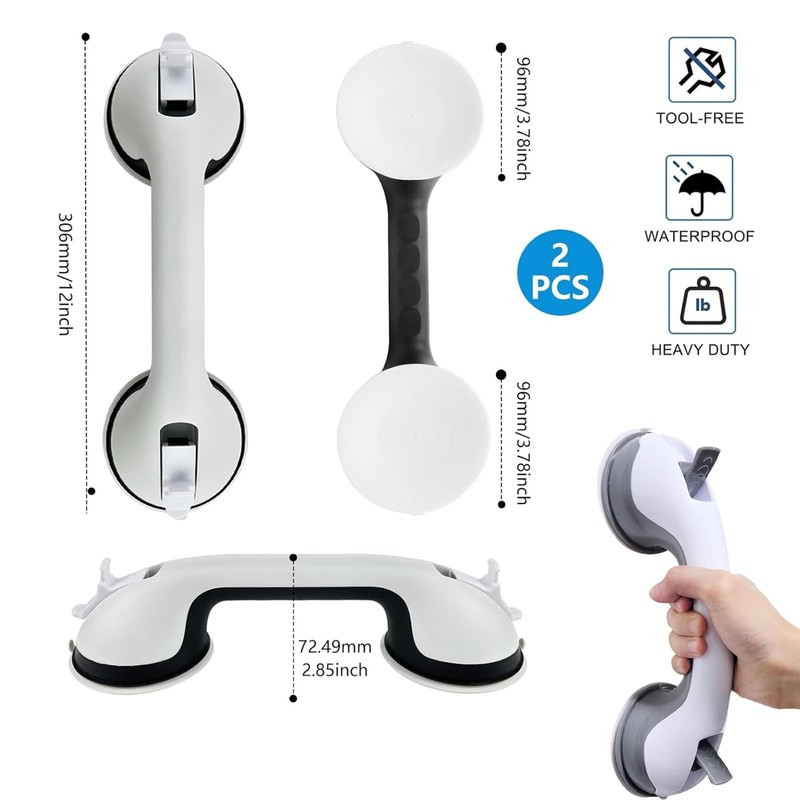 Grab Bars for Seniors, Pack of 2, Shower Handle, No