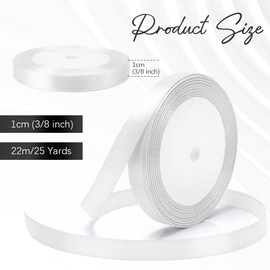 Satin & Silk Ribbon for Gifts, Flowers, Crafts - White Sheer 3/8" X 25 Yards - Wedding, DIY