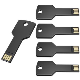 USB Stick 32 GB Key Shape Memory Stick Pack of 5 Uflatek USB 2.0 Flash Drive Black Metal Flash Drive Creative Waterproof Memory Stick Key Data Storage Gift for Gift Pack of 5