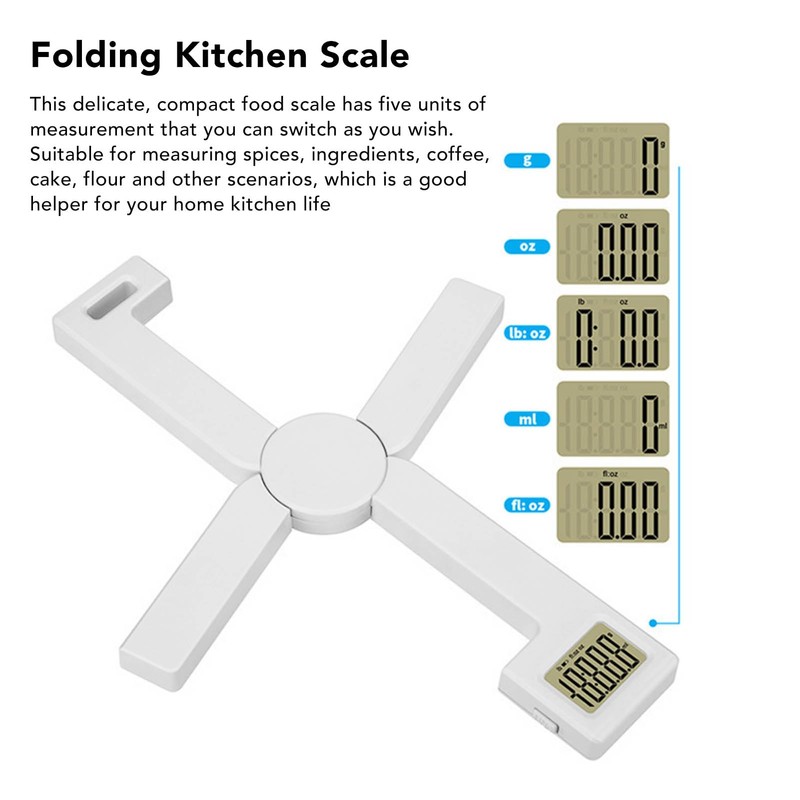 Foldable Digital Kitchen Scale, High Precision Compact Portable Food Scales