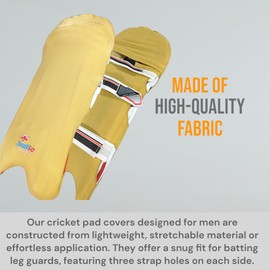 Bratla Cricket Batting Pads Covers Color Fit Neatly on Legguards Easily Put On (Gold)