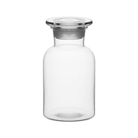 EISCO Reagent Bottle, 250ml - Wide Neck - Includes Tight Fitting Glass Stopper - Soda Glass Labs