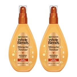 Garnier Whole Blends - Remedio sin sulfato, néctar milagroso 10 en 1 acondicionador reparador sin enjuague para todo tipo de cabello, Honey Treasures, 5 onzas líquidas, 2 unidades (el embalaje puede