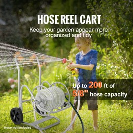Happybuy Hose Reel Cart - The Ultimate Outdoor Watering Companion! Capable of Holding Up to 200 ft of 5/8 in Hose (Hose Not Included). A Mobile, Heavy - Duty Powder - coated Steel Tool with Wheels