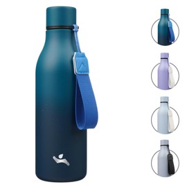 Insulated Water Bottle with Strap,18 oz Double Wall Stainless Steel Vacuum Bottles Metal Water Flask,Indigo Black