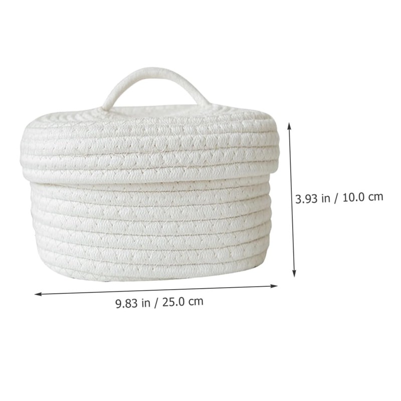 Ciieeo Cotton Rope Woven Storage Basket with Lid for Makeup