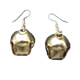 Team-Zebra Funky Earrings & Novelty Jewelry HUGE JINGLE BELL Funky EARRINGS Holiday Christmas Santa Elf Costume Jewelry-GOLD
