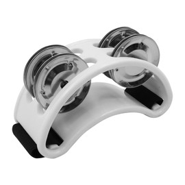 Sarini Pack of 2 Foot Tambourine, Foot Shaker, Percussion Pedal, Kick Drum with Steel Bell, Musical Instrument Accessories for Concerts, Parties, Drum and Guitar Playing (White)