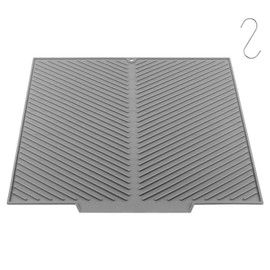 Silicone Dish Drying Mat For Kitchen Counter,Dish Drying Mats For Kitchen Counter,Slip Resi-stant Dishwashing Mat,Heat Resi-stant Water-proof Sink Mats For Kitchen Counter Or Sink,19.88" X 16.73",Grey