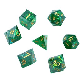 DollaTek Upscale Resin Transparent Dnd dice set Polyhedral Dice rpg dice dados rol D4 D6 D8 D10 D12 D20 Dice Set - Green