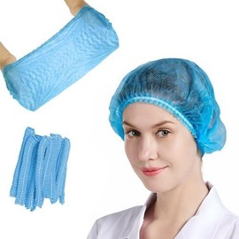50 count Disposable Bouffant Caps, 21 Inches Hair Net for Women and Men, Non-Woven Hair Nets for Food Service Workers, Sleep, Labs, , Salon, Kitchen (White) - Color: Blue