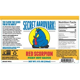 Secret Aardvark Red Scorpion Hot Sauce - Hottest Hot Sauce, Low Carb, Dairy Free, Spicy BBQ Sauce, Hot Sauce & Marinade - 8 fl oz 1 Pack
