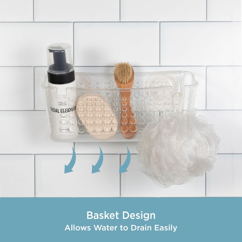 Kenney Suction Cup Basket Shower Caddy, Clear