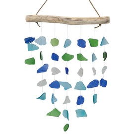 Recycled Glass Driftwood Mobile – Boho Gentle Wind Chime for Garden or Indoor Décor