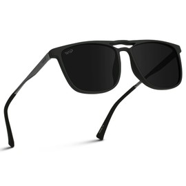 WearMe Pro Premium Polarized Double Bar Sunglasses for Men and Women UVA and UVB (Black/Black Lens)