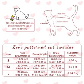 ACTOYS Jumper for Cats, Warm Cat Jumper, Cat Sweater for Cats, Cat Clothes Cute, Pink Cat Jumper for Cats Sweater, Cat Clothing, Winter, Pet Jumper Cat, Love (M)