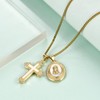 14k Gold Plated Cross & Shell Inlaid Miraculous Medal Pendant