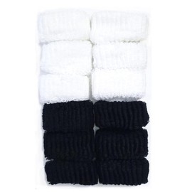 12 PACK Bulk Large Soft Thick Towelling Hair Ponios Bobbles Ponytail Bands Hair Donut Ties (Black/White)