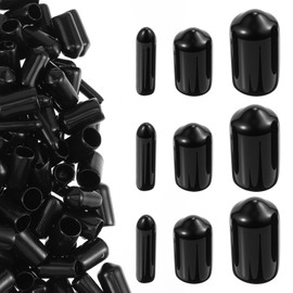 Pack of 150 Thread Protection Caps 3 mm, 6.5 mm, 8 mm Rubber End Caps Black - Screw Covers Thread Protection for Metal Pipes Rods Screws (Black)