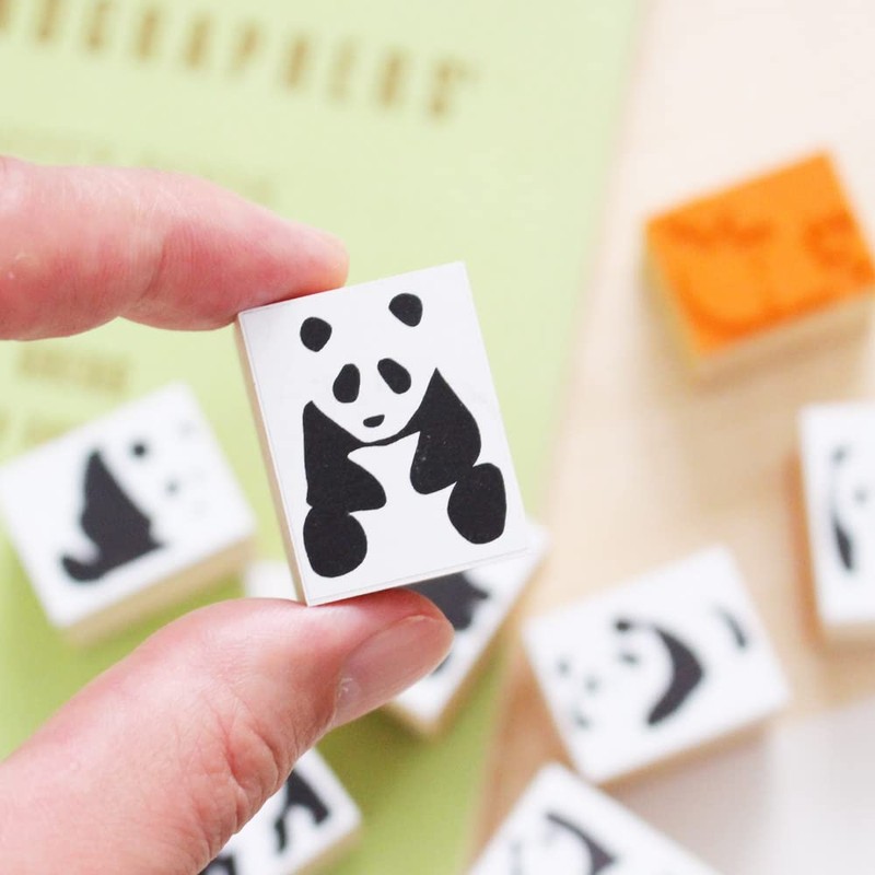 Cute Panda, Animal, Stylish, Stamp, Wooden Rubber Stamp Set, Funny