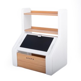 Step2 Harmony Toy Storage Box, Kids Toy Storage Bin with Chalkboard Lid, Easel & Toy Organizer in One, Made of Durable Plastic, for Toddlers 2+ Years Old, White