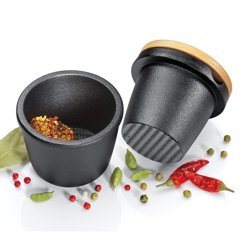 Zassenhaus Cast Iron Spice Grinder Set with Beech Wood Lid,