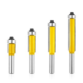 4 Piece Flush Cutter Ball Bearing Top, Milling Cutter for Router 8 mm, Flush Cutter 8 mm, Cutter Set Edges Copy Cutter with Ball Bearing, Groove Cutter for Carpentry Chamfering Woodworking Trimming