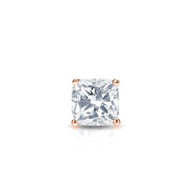 14k Rose Gold Cushion Diamond Simulated Cubic Zirconia SINGLE STUD Earring 4-Prong(1/4ct,Excellent Quality)