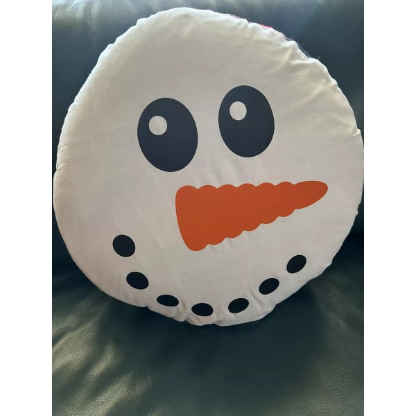 Handmade Christmas Snowman Pillow Reverses To black /Red Buffalo Check