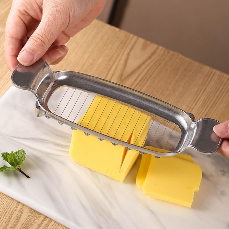 Butter Slicer Cutter,Stainless Steel Wire Butter Slicer,Cooking Baking Cheese Slicer,Double-sided