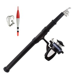 ADEPTNA Extendable Fishing Rod with Float & Hooks - 160cm Telescopic Rod for Beginners and Professionals, Ideal for Freshwater and Saltwater Fishing