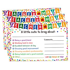 BIZIBAFF 42PCS Teacher Mail Cards - Confetti Teacher Notes to Parents Classroom Good Behavior Incentive Motivational Cards to Send Home for Kindergarten Preschool Elementary Classroom Must Haves