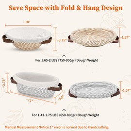 Aliggbent 38Pcs Sourdough Bread Baking Supplies – 11'' Oval & 10'' Round Cotton Rope Banneton Bread Proofing Baskets with Liners & Covers, Sourdough Starter Jar Kit, Scale, Bags & Bread Making Tools
