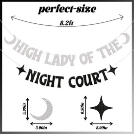 High Lady Of The Night Court Banner - Moon Star Theme Bachelorette Party Decorations, Funny Bridal Shower Bachelorette Party Decorations Silver Black