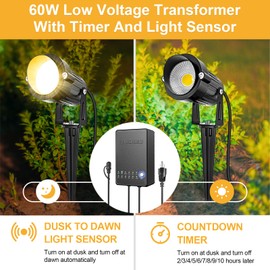ZUCKEO All-in-One Landscape Lighting Kit, 5W LED Low Voltage Landscape Lights with Transformer and 80FT Wire, Waterproof Outdoor Spotlight with Connectors for Yard Garden House, 3000K 12-24V 8Pack