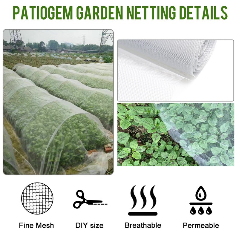 Aoipend Fine Mesh Garden Netting for Protection, 10'x50' Vegetable Crop