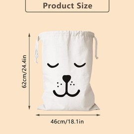 Pack of 2 Cotton Laundry Bags with Drawstring, Machine Washable and Reusable Laundry Bag for Hanging, Laundry Bag Travel Dirty Laundry, Large Capacity Laundry Bags 46 x 62 cm